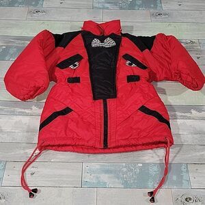 ASPEN Vintage 90s Black/White/Red Bow Coat Girls sz 6